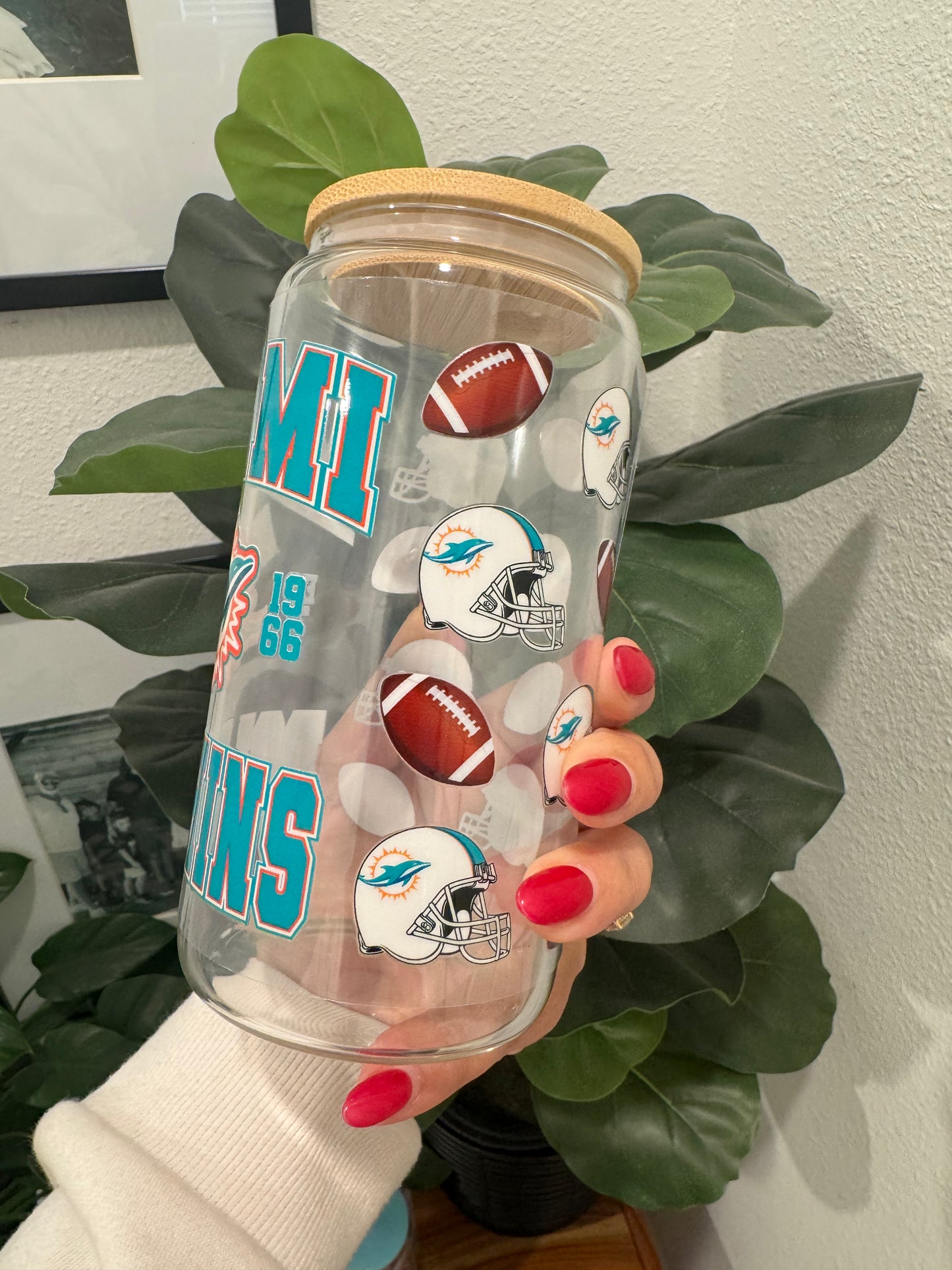 Miami Dolphins Helmets UV DTF Wrap Transfer 16oz | No Heat Needed | Waterproof | Permanent Adhesive