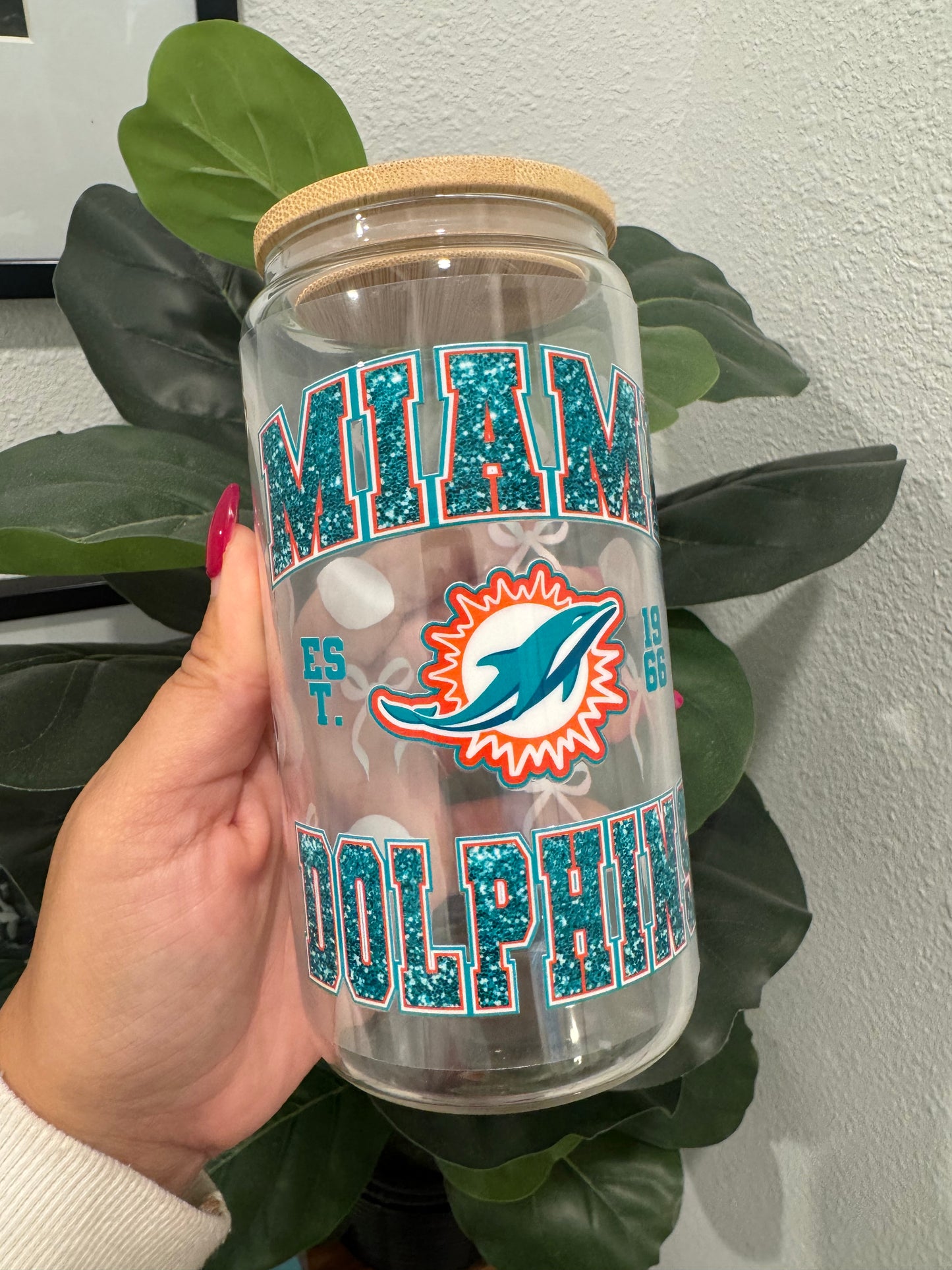 Miami Dolphins Bows UV DTF Wrap Transfer 16oz | No Heat Needed | Waterproof | Permanent Adhesive