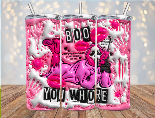 Boo You Whore Ghostface Scream Inflated 20oz Halloween Tumbler