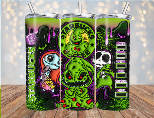 Starbucks Coffee Nightmare Before Christmas Inflated 20oz Halloween Tumbler