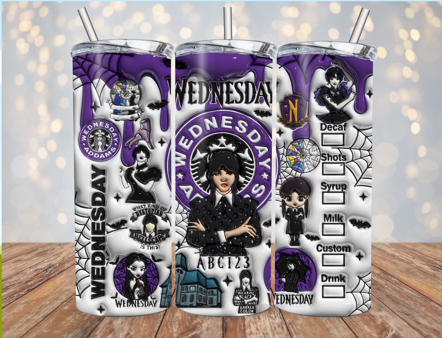 Wednesday Addams Coffee Starbucks Inflated 20oz Halloween Tumbler