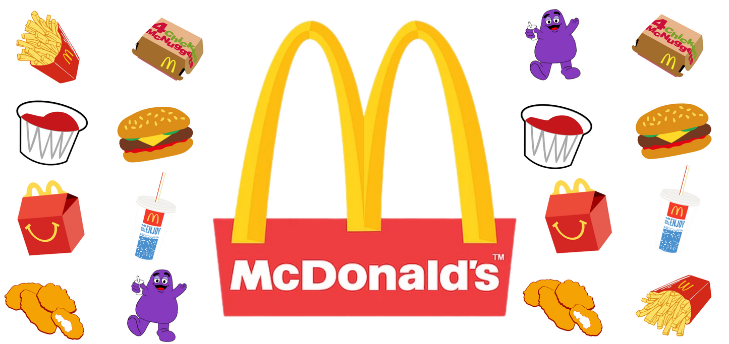McDonald's with Grimace UV DTF Wrap Transfer 16oz | No Heat Needed | Waterproof | Permanent Adhesive