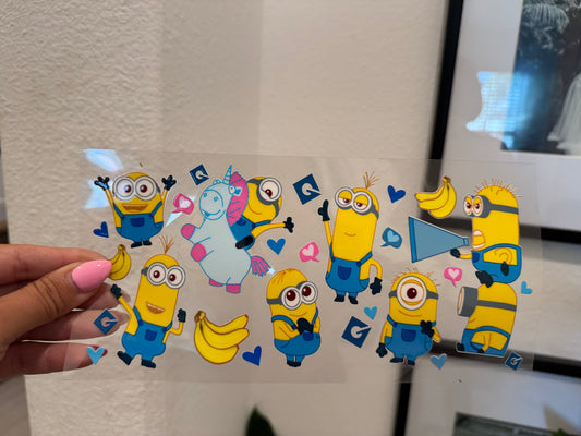 Minions Banana UV DTF Cup Wrap Transfer 16oz | No Heat Needed | Waterproof | Permanent Adhesive