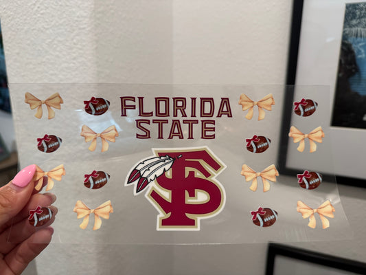 FSU Seminoles Bow Football 2 UV DTF Wrap Transfer 16oz | No Heat Needed | Waterproof | Permanent Adhesive