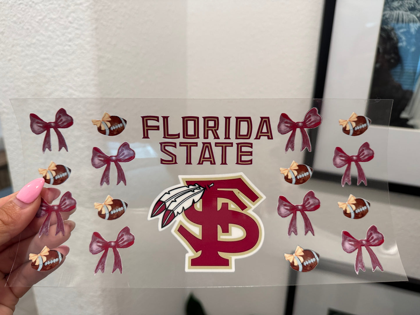 FSU Seminoles Bow Football 1 Bow UV DTF Wrap Transfer 16oz | No Heat Needed | Waterproof | Permanent Adhesive