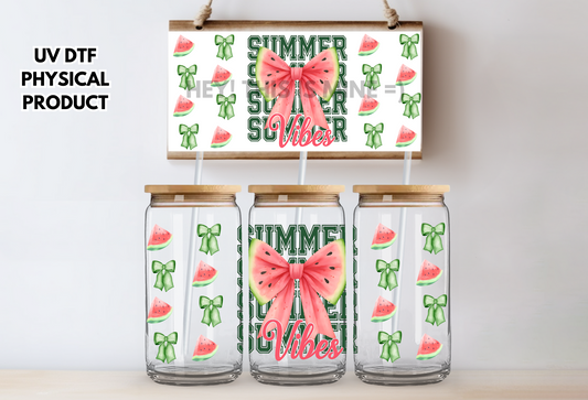 Watermelon Summer Vibes Summer Summertime UV DTF Wrap Transfer 16oz | No Heat Needed | Waterproof | Permanent Adhesive