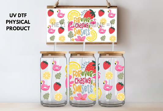 Forever Chasing Sunsets Summertime UV DTF Wrap Transfer 16oz | No Heat Needed | Waterproof | Permanent Adhesive