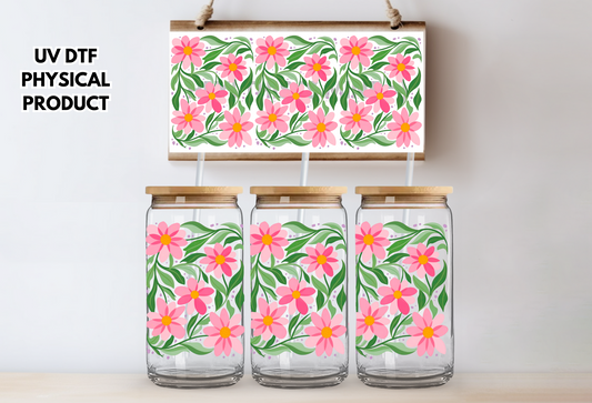 Floral Summer Summertime UV DTF Wrap Transfer 16oz | No Heat Needed | Waterproof | Permanent Adhesive
