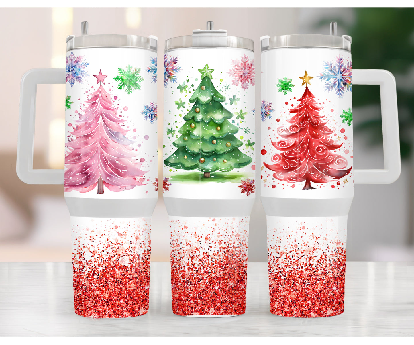 Christmas Trees 40 oz Christmas Tumbler with handle