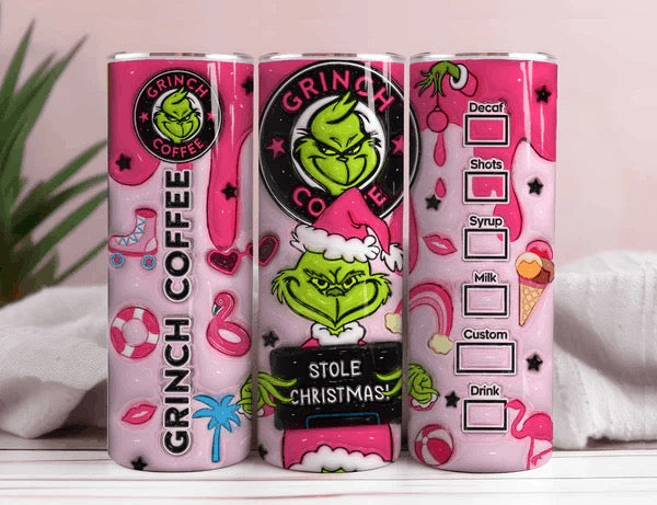 Grinch Stole Christmas 3D Inflated 20oz Christmas Tumbler