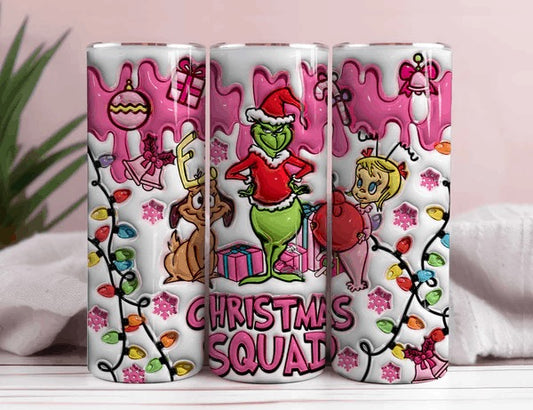 Grinch Squad 3D Inflated 20oz Christmas Tumbler