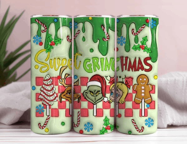 Sweet Grinchmas 3D Inflated 20oz Christmas Tumbler