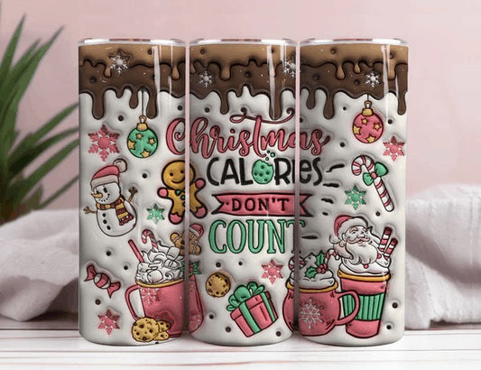 Christmas Calories Don’t Count 3D Inflated 20oz Christmas Tumbler