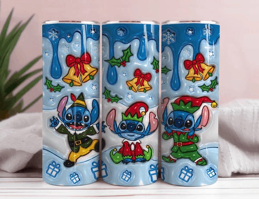 Stitch Bells 3D Inflated 20oz Christmas Tumbler