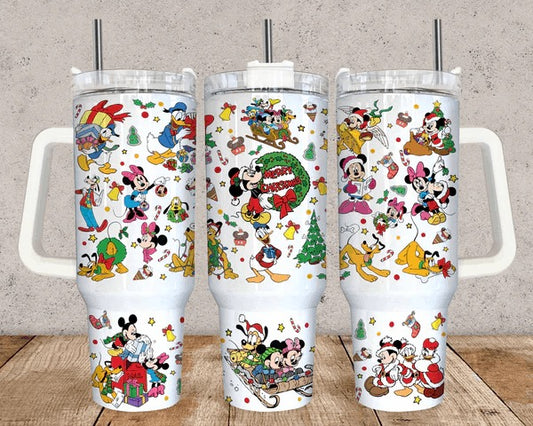 Mickey Disney 40 oz Christmas Tumbler with handle