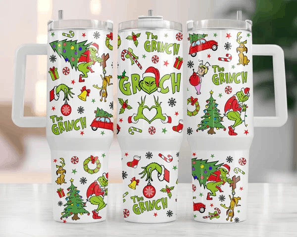 Grinch 40 oz Christmas Tumbler with handle