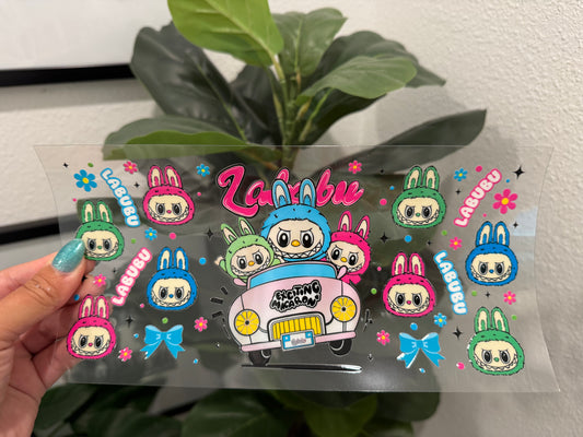 Cartoon Monsters Labubu 2 UV DTF Wrap Transfer 16oz | No Heat Needed | Waterproof | Permanent Adhesive