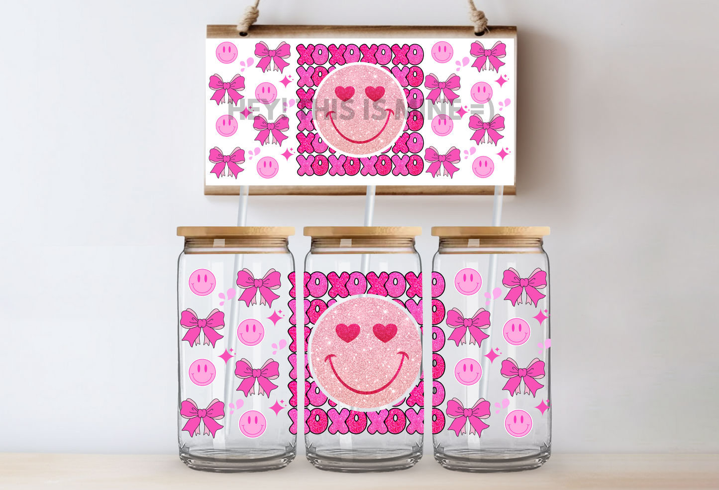 Retro Smiley Valentines 16oz UV DTF Wrap