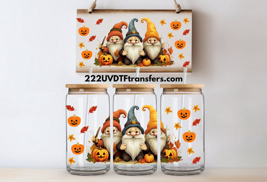 Fall Gnomes Pumpkins UV DTF Wrap Transfer 16oz | No Heat Needed | Waterproof | Permanent Adhesive