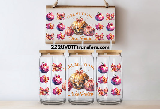 Take Me to The Disco Pumpkin Patch UV DTF Wrap Transfer 16oz | No Heat Needed | Waterproof | Permanent Adhesive