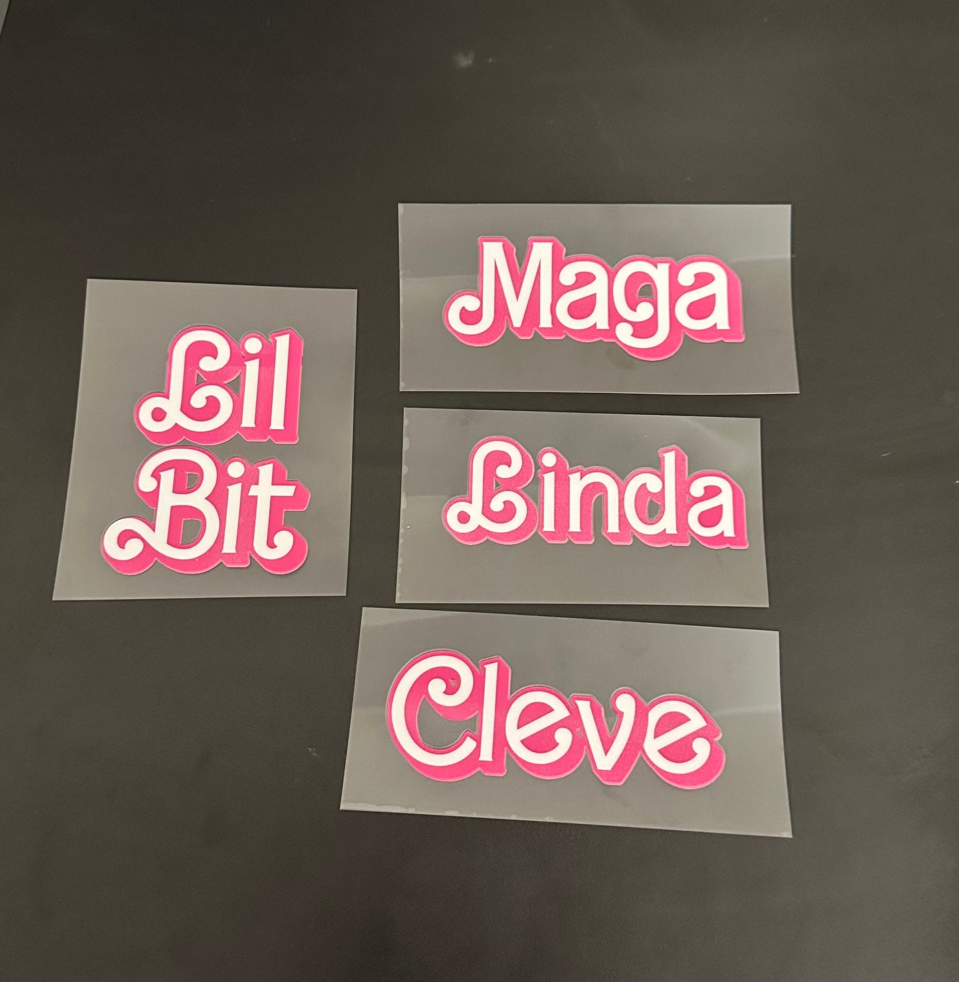 Personalized Name in Barbie Font UV DTF Transfer/Sticker | No Heat Needed | Waterproof | Permanent Adhesive