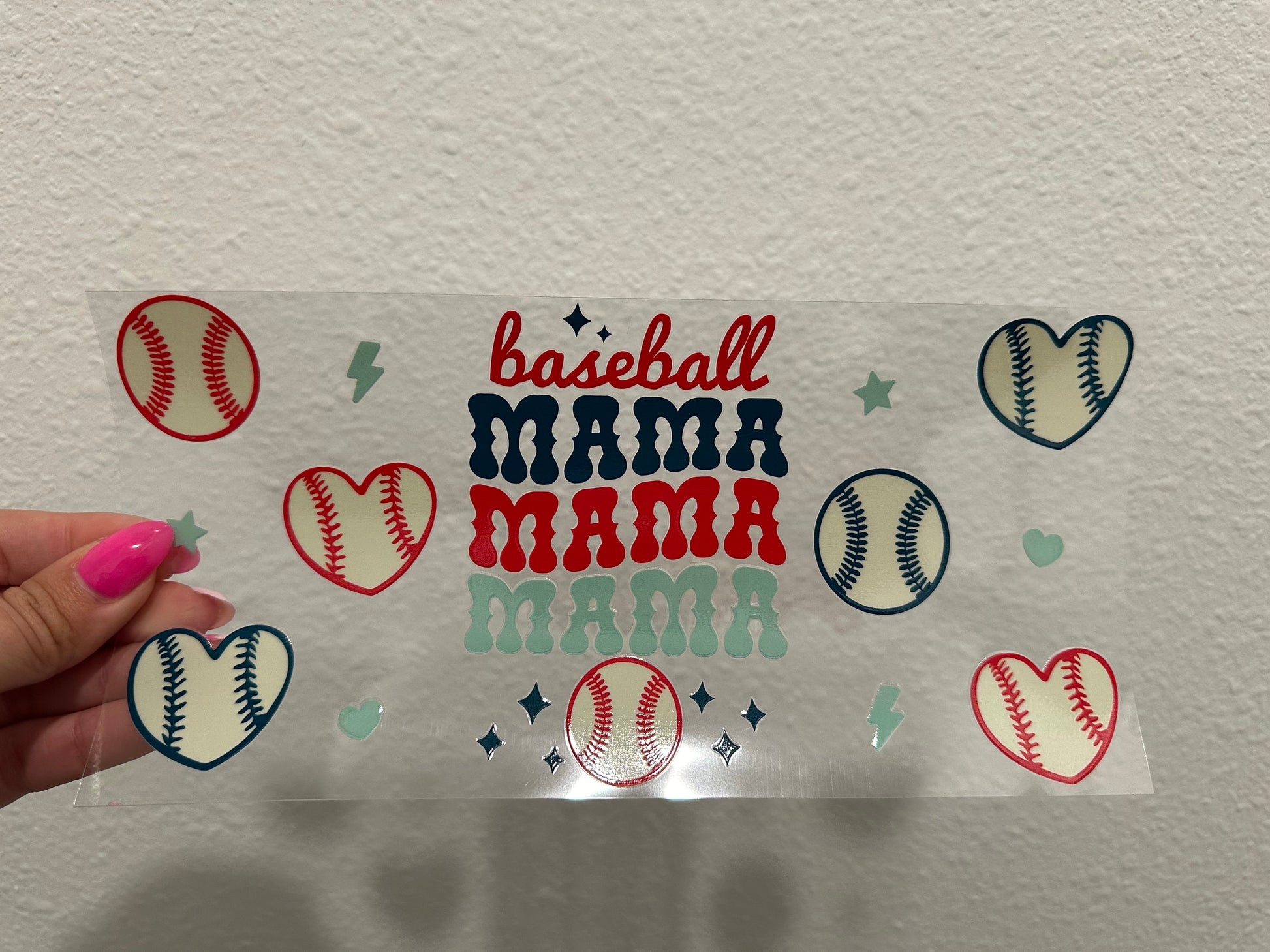 Baseball Mama UV DTF Wrap Transfer 16oz | No Heat Needed | Waterproof | Permanent Adhesive