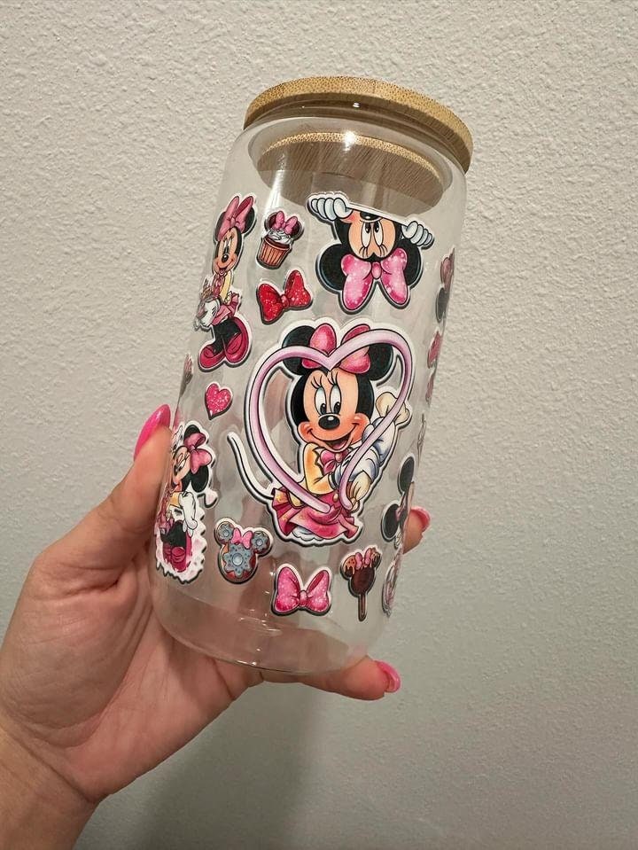 Disney Mini Mouse UV DTF Wrap Transfer 16oz | No Heat Needed | Waterproof | Permanent Adhesive