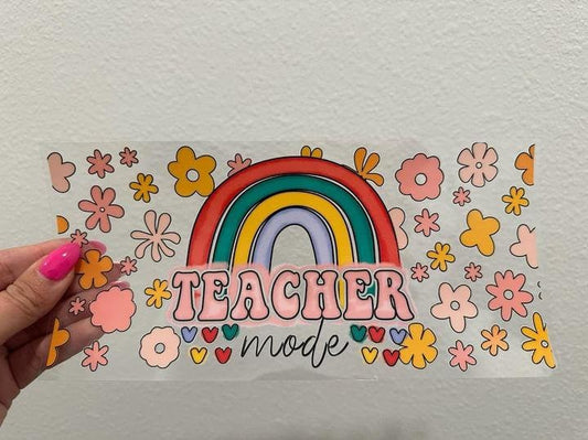 Teacher Mode Rainbow UV DTF Wrap Transfer 16oz | No Heat Needed | Waterproof | Permanent Adhesive