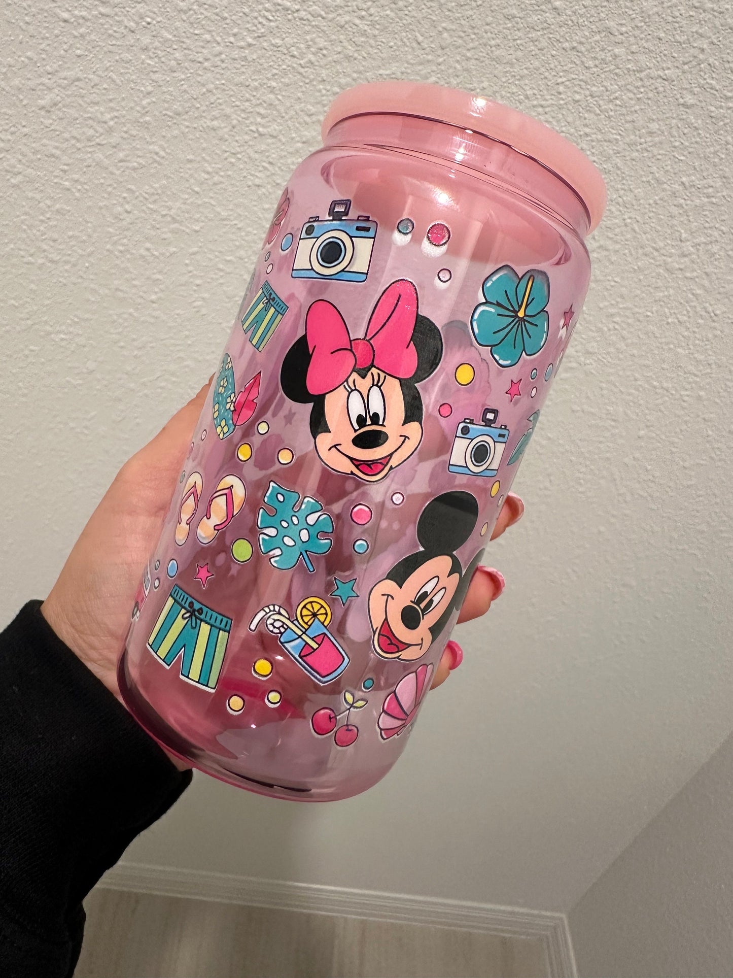 Disney Characters Vacation UV DTF Wrap Transfer 16oz | No Heat Needed | Waterproof | Permanent Adhesive