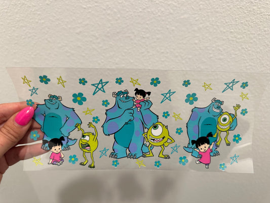 Monsters Inc UV DTF Wrap Transfer 16oz | No Heat Needed | Waterproof | Permanent Adhesive