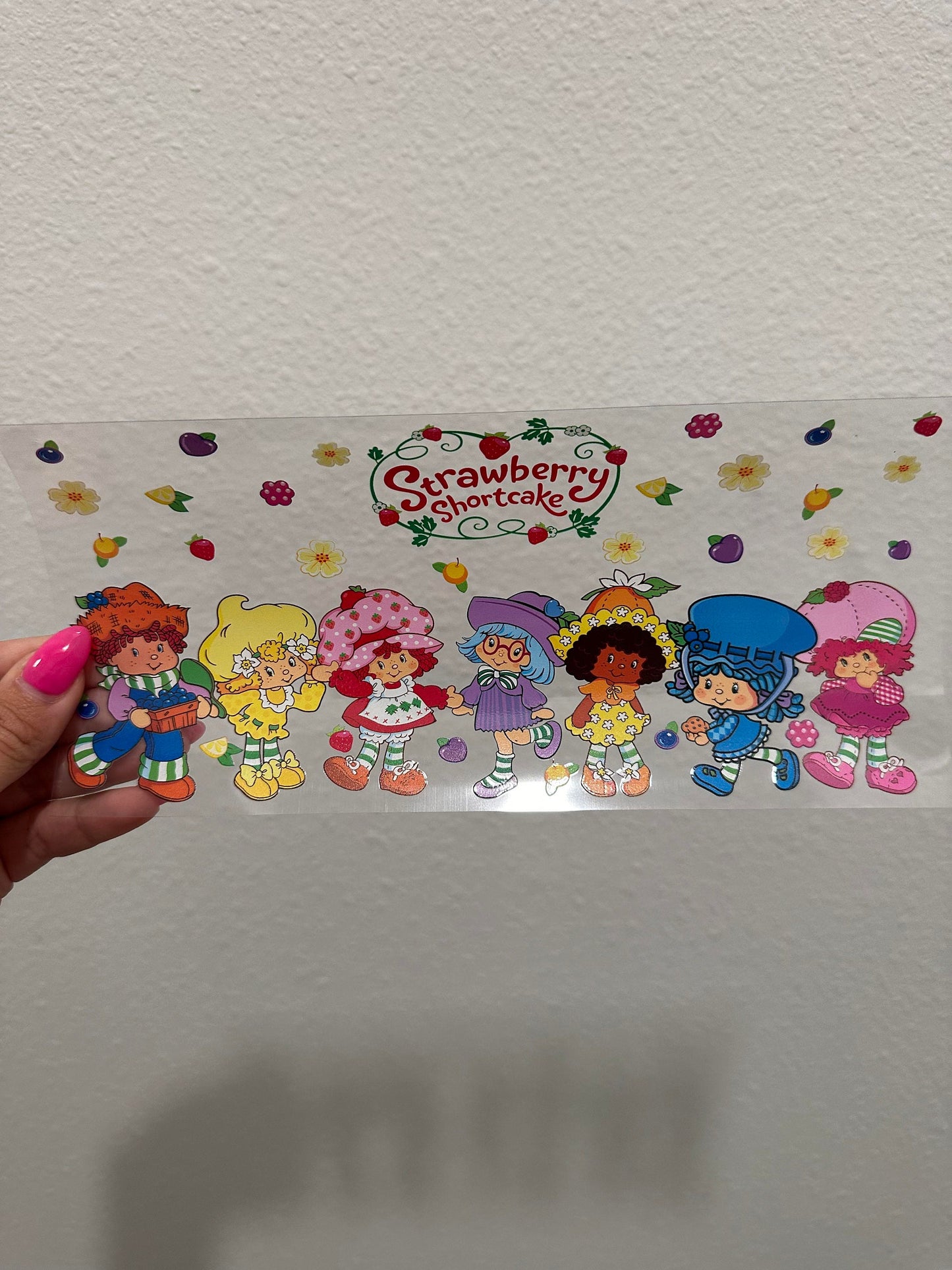 Strawberry Girl Characters UV DTF Wrap Transfer 16oz | No Heat Needed | Waterproof | Permanent Adhesive