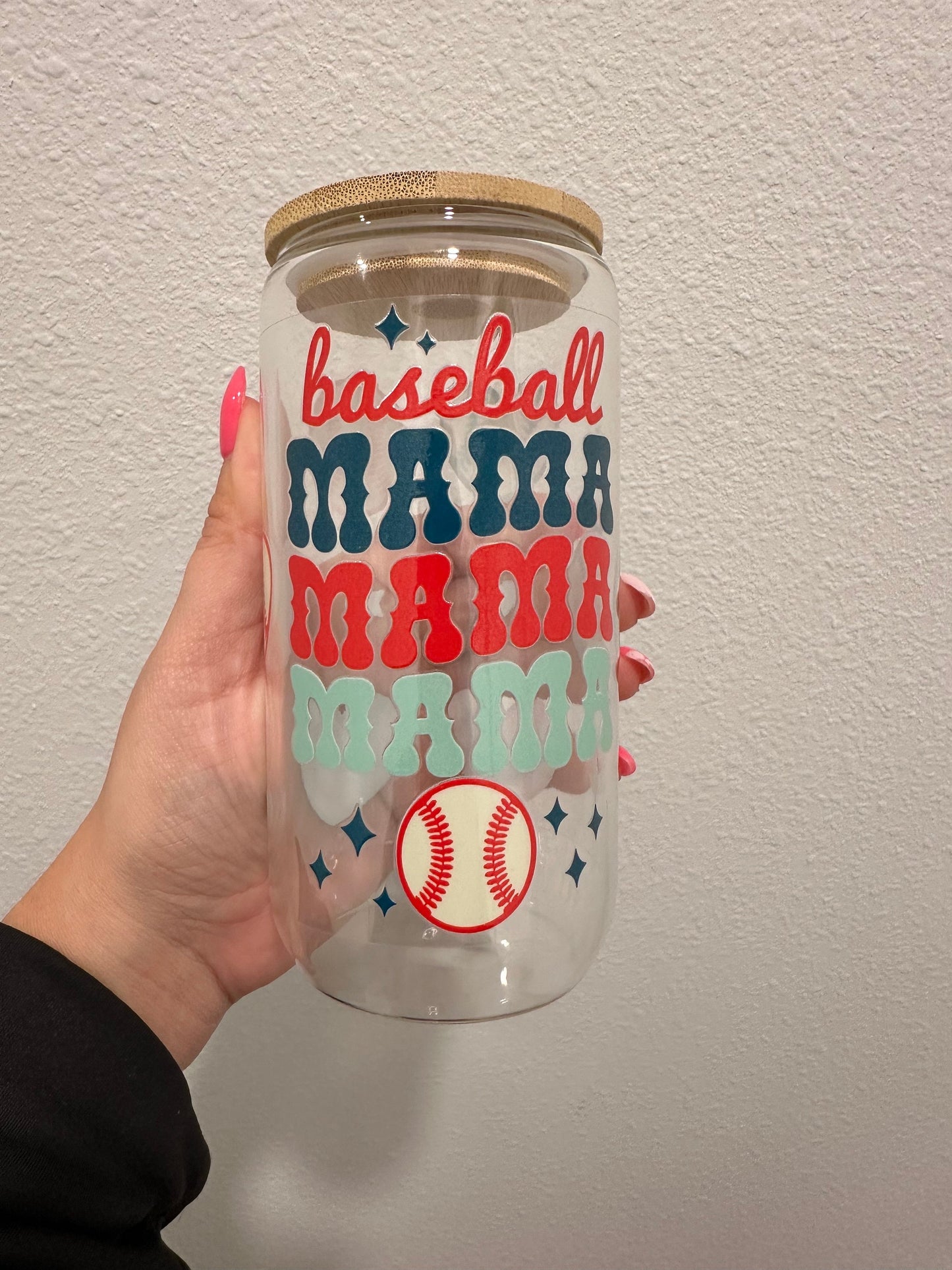 Baseball Mama UV DTF Wrap Transfer 16oz | No Heat Needed | Waterproof | Permanent Adhesive