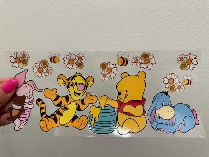 Disney Winnie the Pooh Characters UV DTF Wrap Transfer 16oz | No Heat Needed | Waterproof | Permanent Adhesive