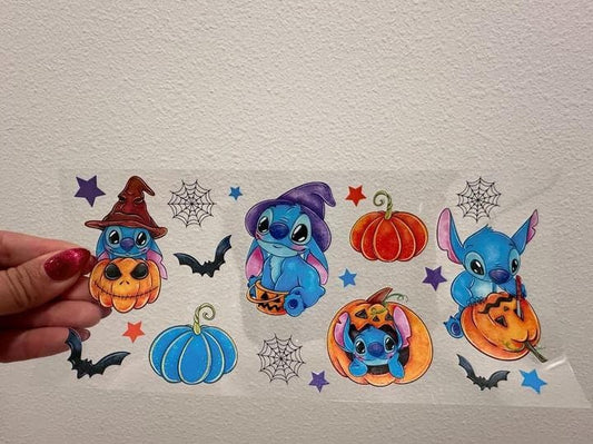 Stitch Halloween UV DTF Wrap Transfer 16oz | No Heat Needed | Waterproof | Permanent Adhesive