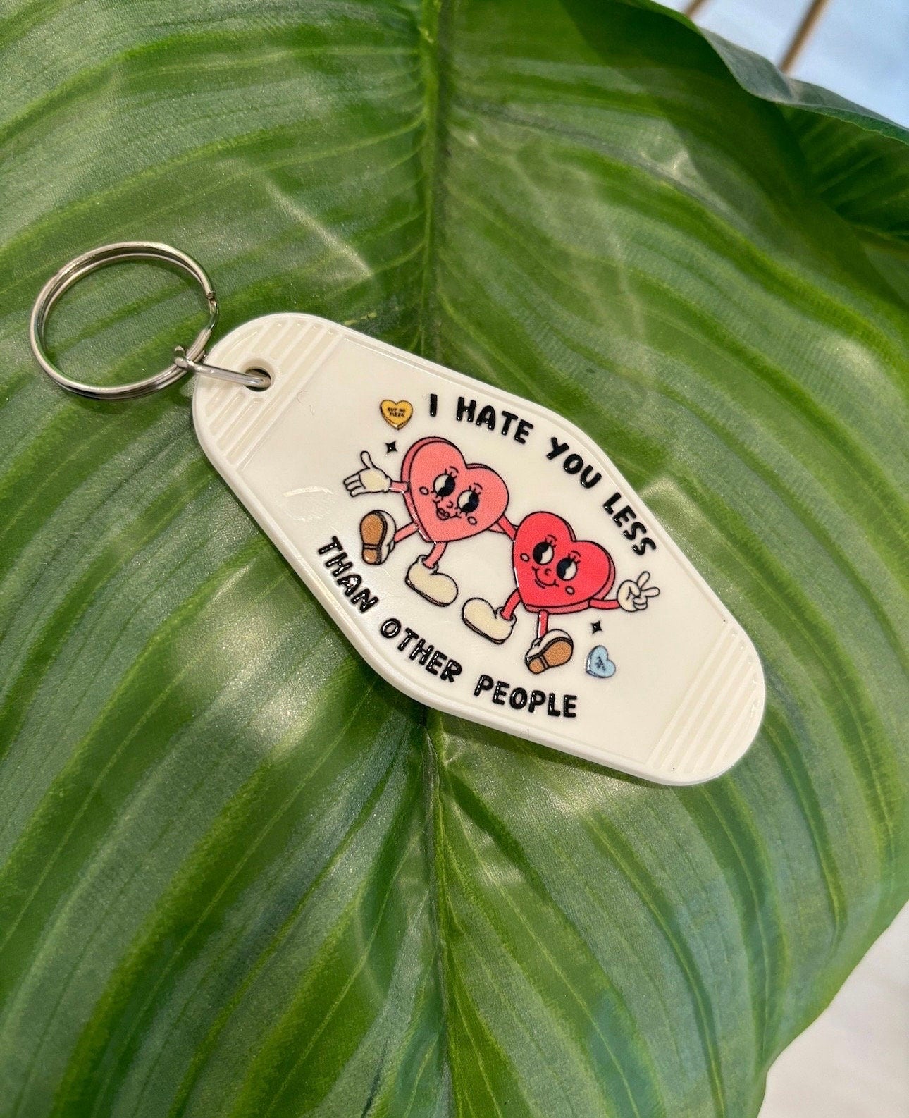 I Hate You Less Than Other People Hearts UV DTF Motel Keychain Sticker | No Heat Needed | Waterproof | Permanent Adhesive