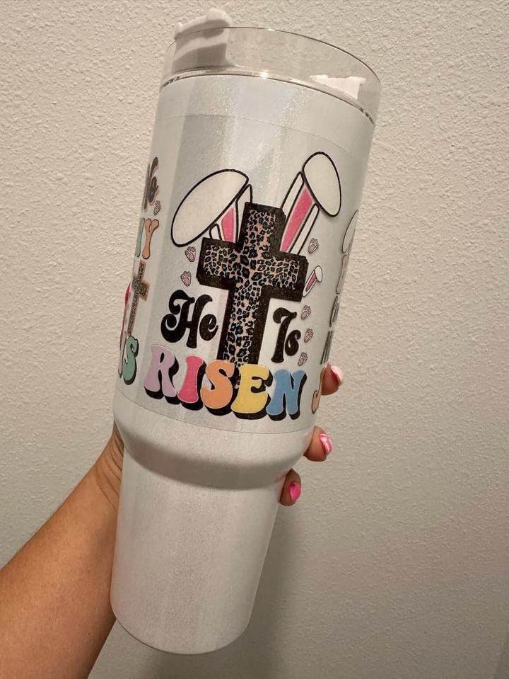 Easter No Bunny Loves Me Like Jesus UV DTF Wrap Transfer 16oz | No Heat Needed | Waterproof | Permanent Adhesive