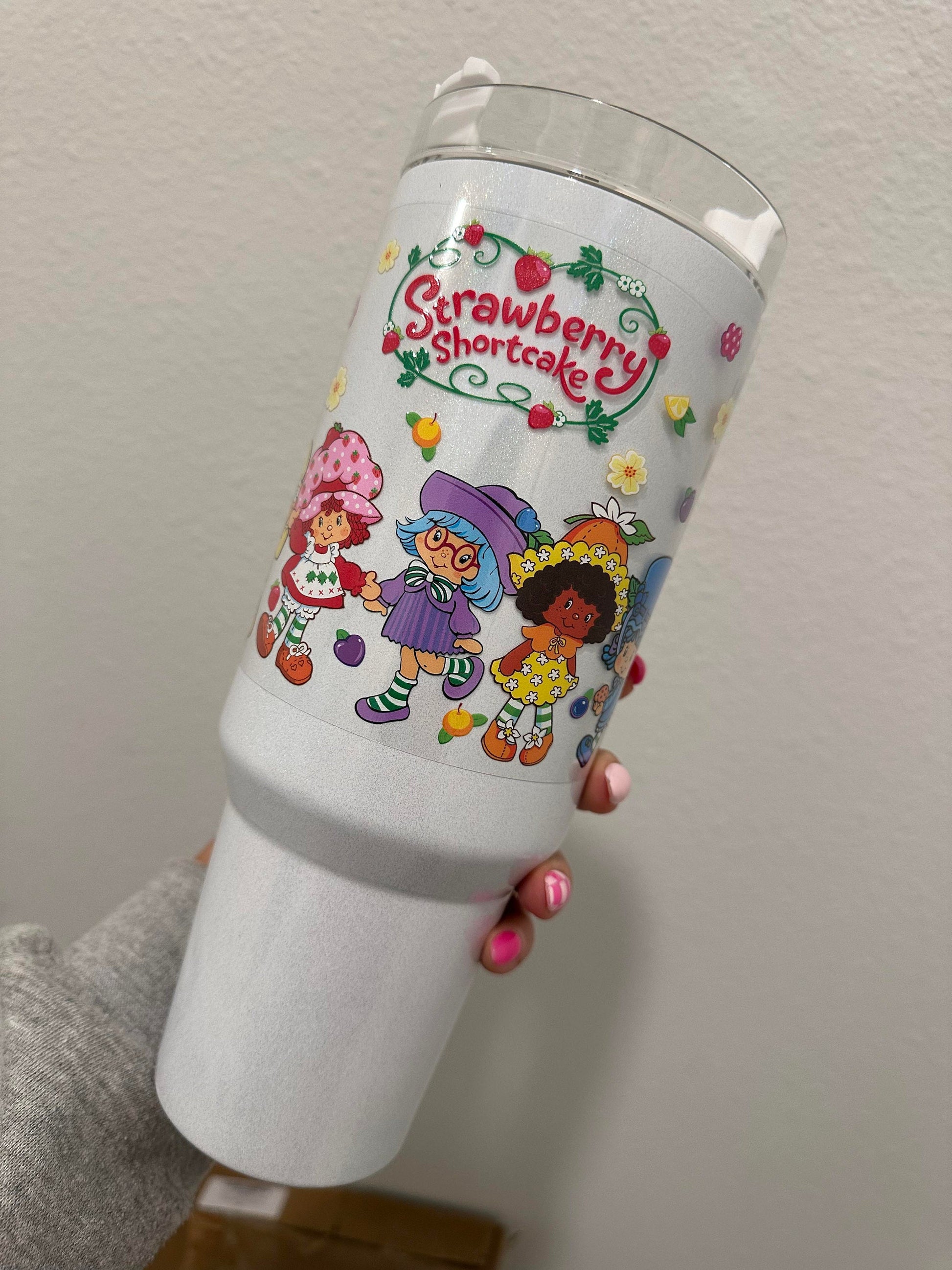 Strawberry Girl Characters UV DTF Wrap Transfer 16oz | No Heat Needed | Waterproof | Permanent Adhesive