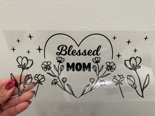 Blessed Mom UV DTF Wrap Transfer 16oz | No Heat Needed | Waterproof | Permanent Adhesive