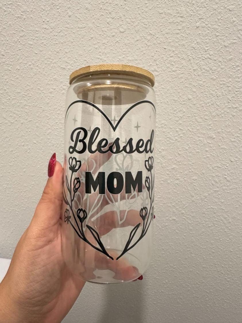 Blessed Mom UV DTF Wrap Transfer 16oz | No Heat Needed | Waterproof | Permanent Adhesive