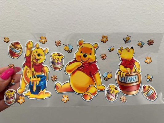 Disney Winnie the Pooh Eating Hunny UV DTF Wrap Transfer 16oz | No Heat Needed | Waterproof | Permanent Adhesive