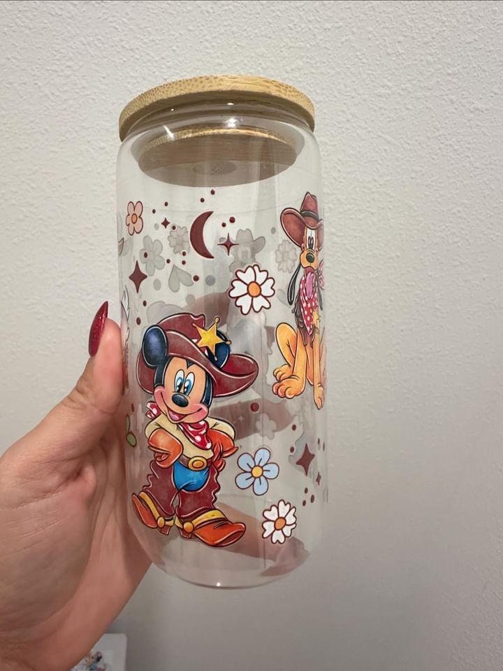 Disney Mick E Mouse Western UV DTF Wrap Transfer 16oz | No Heat Needed | Waterproof | Permanent Adhesive