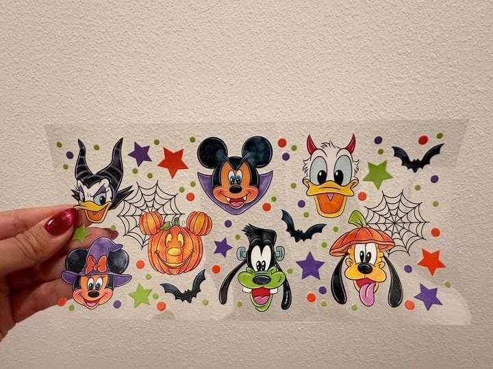 Disney Mick E Mouse and Friends Halloween UV DTF Wrap Transfer 16oz | No Heat Needed | Waterproof | Permanent Adhesive