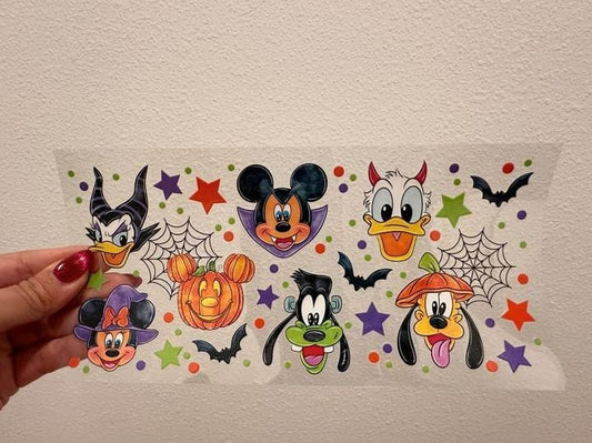 Disney Mick E Mouse and Friends Halloween UV DTF Wrap Transfer 16oz | No Heat Needed | Waterproof | Permanent Adhesive