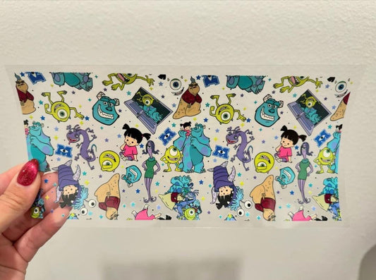 Monsters Inc Characters UV DTF Wrap Transfer 16oz | No Heat Needed | Waterproof | Permanent Adhesive