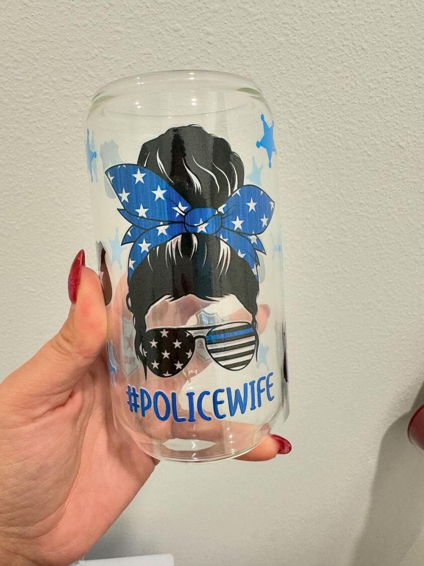 Proud Police Wife UV DTF Wrap Transfer 16oz | No Heat Needed | Waterproof | Permanent Adhesive