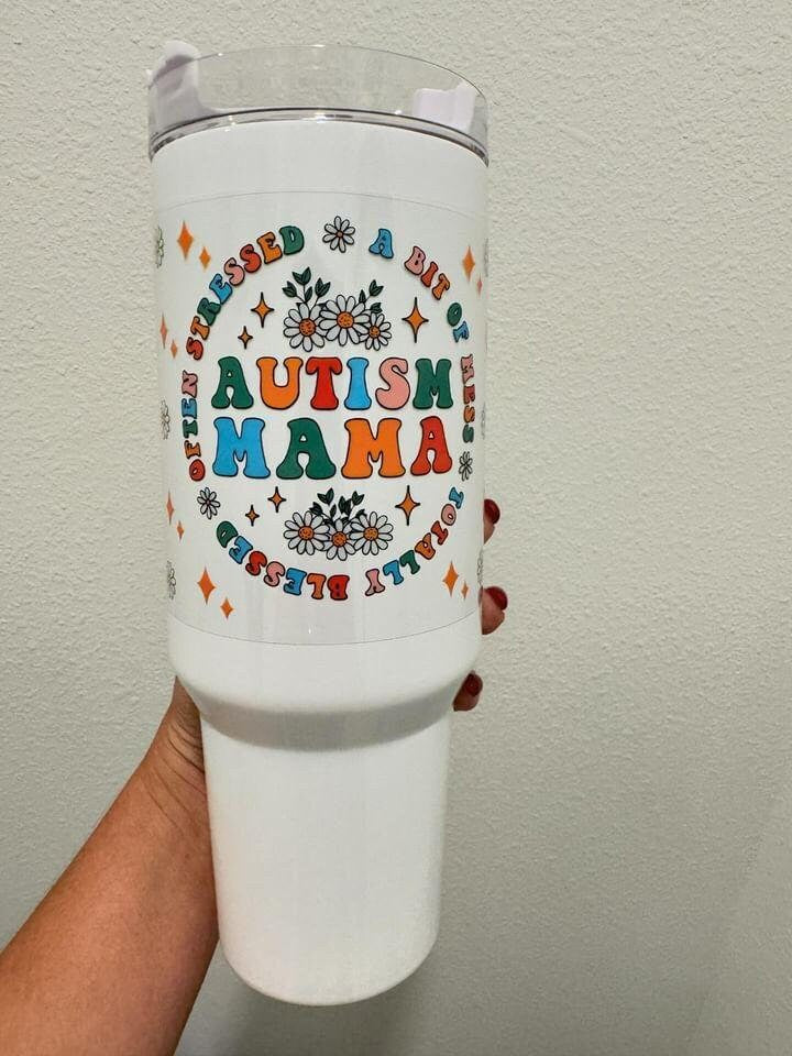 Autism Mama UV DTF Wrap Transfer 16oz | No Heat Needed | Waterproof | Permanent Adhesive