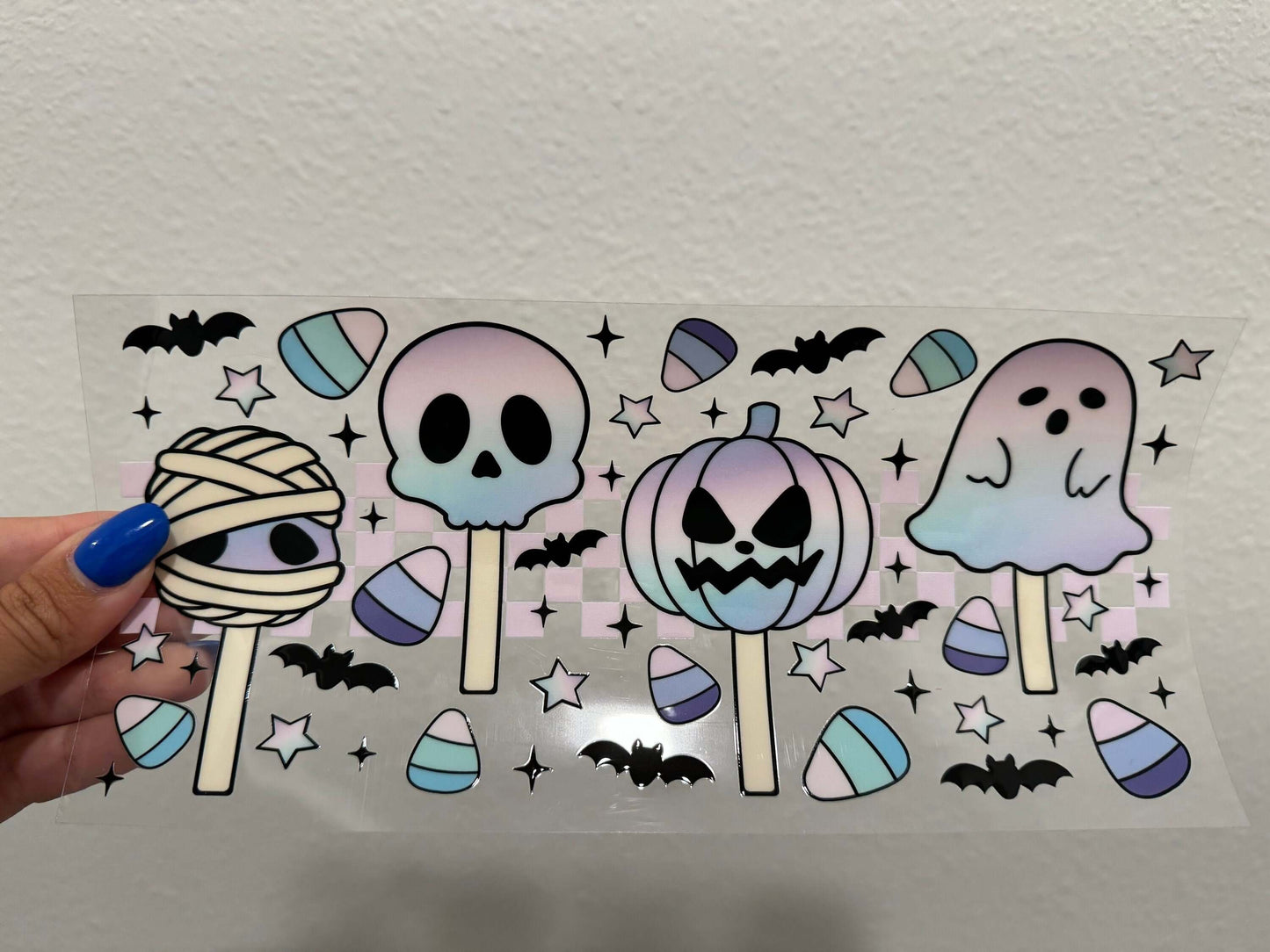 Retro Cake Pop Halloween Pastel UV DTF Wrap Transfer 16oz | No Heat Needed | Waterproof | Permanent Adhesive