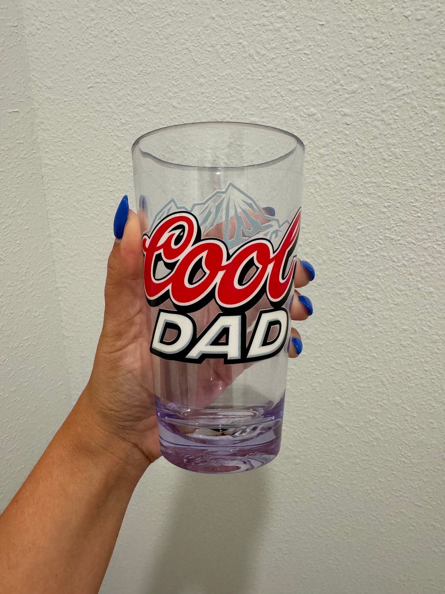 The Cool Dad UV DTF Wrap Transfer 16oz Pint Glass Beer Mug | No Heat Needed | Waterproof | Permanent Adhesive