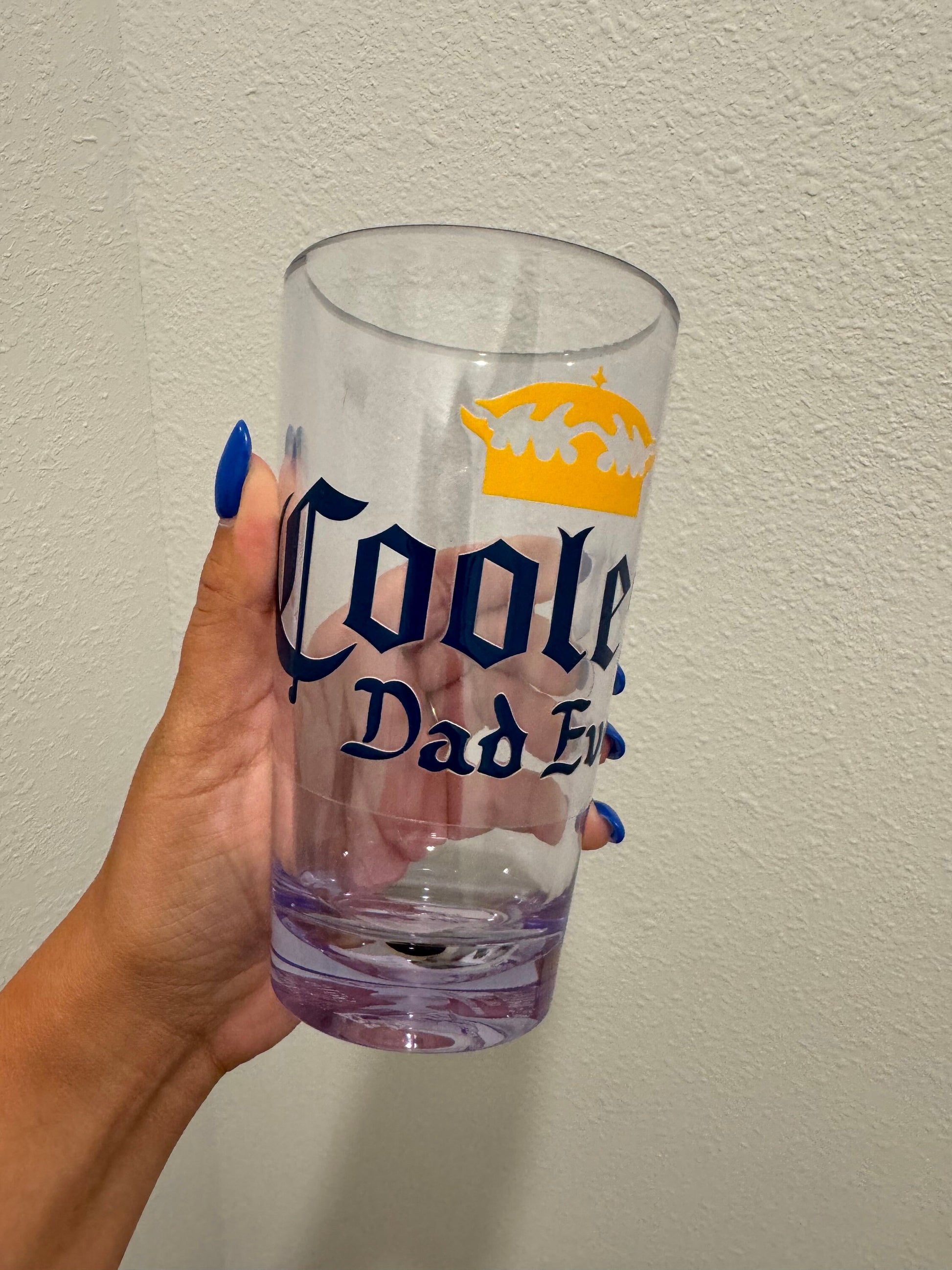 Coolest Dad Ever Corona UV DTF Wrap Transfer 16oz Pint Glass Beer Mug | No Heat Needed | Waterproof | Permanent Adhesive