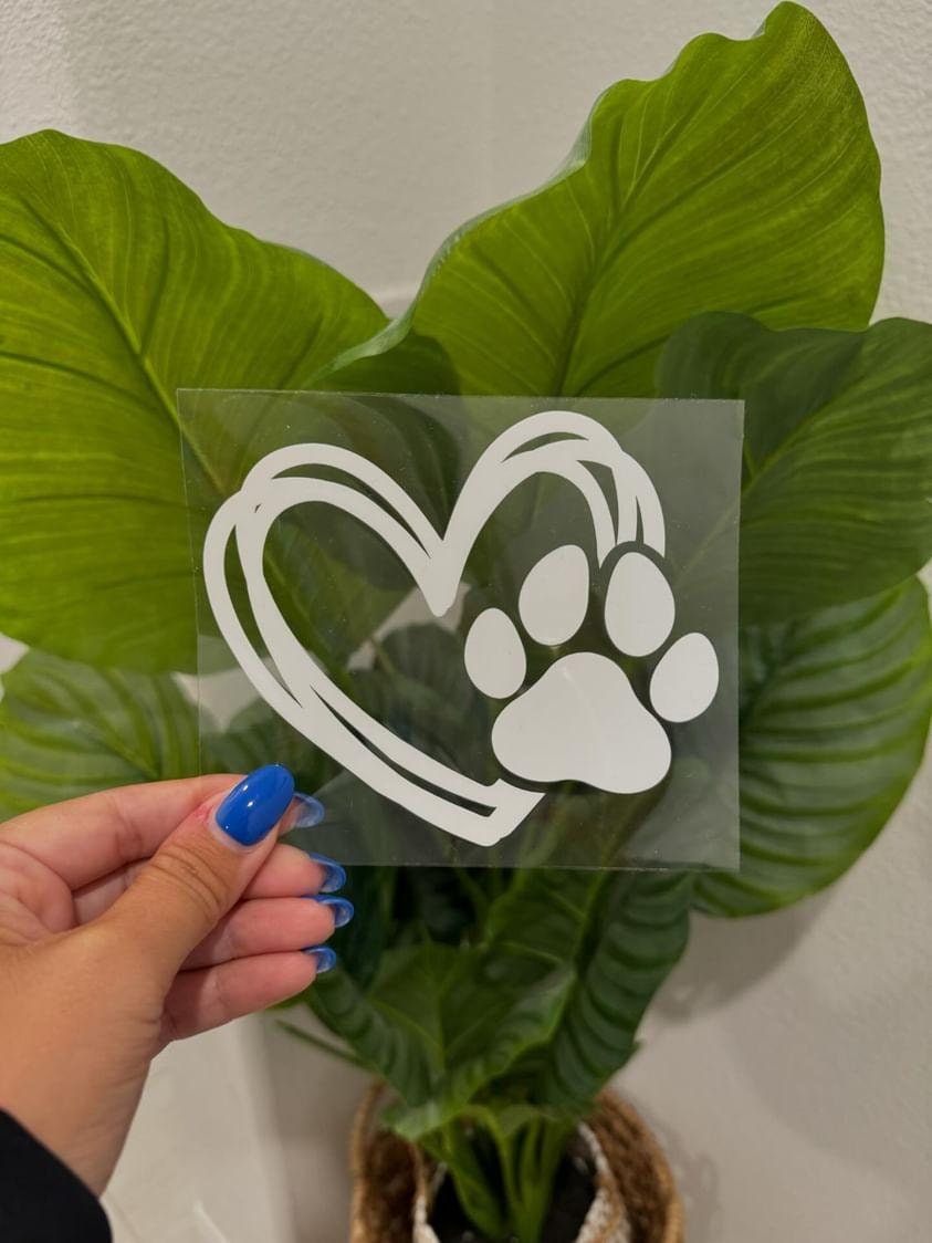 Dog Paw Print Heart UV DTF Car Decal